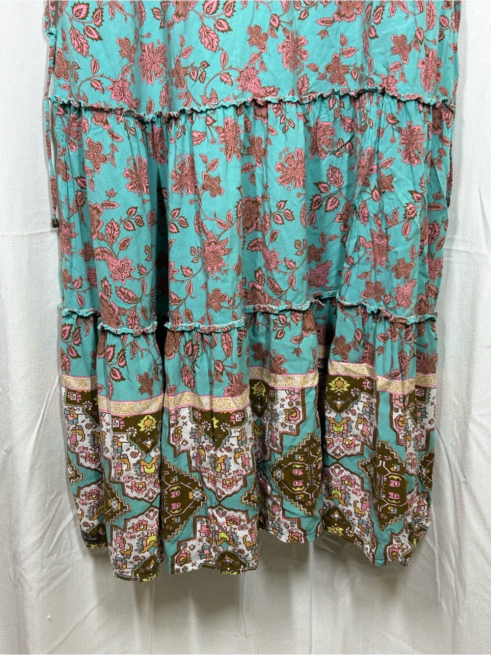Matilda Jane Down To Earth Dress Teal Brown Size Large Boho Tiered Pockets - Picture 7 of 10